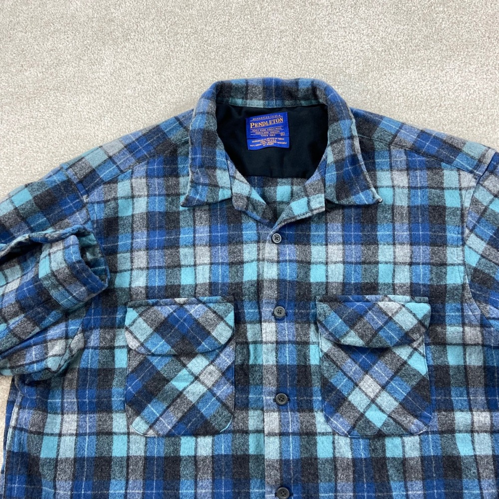 Pendleton Board Shirt Mens XL Blue Plaid Beach Boys Limited Edition Wool Flannel